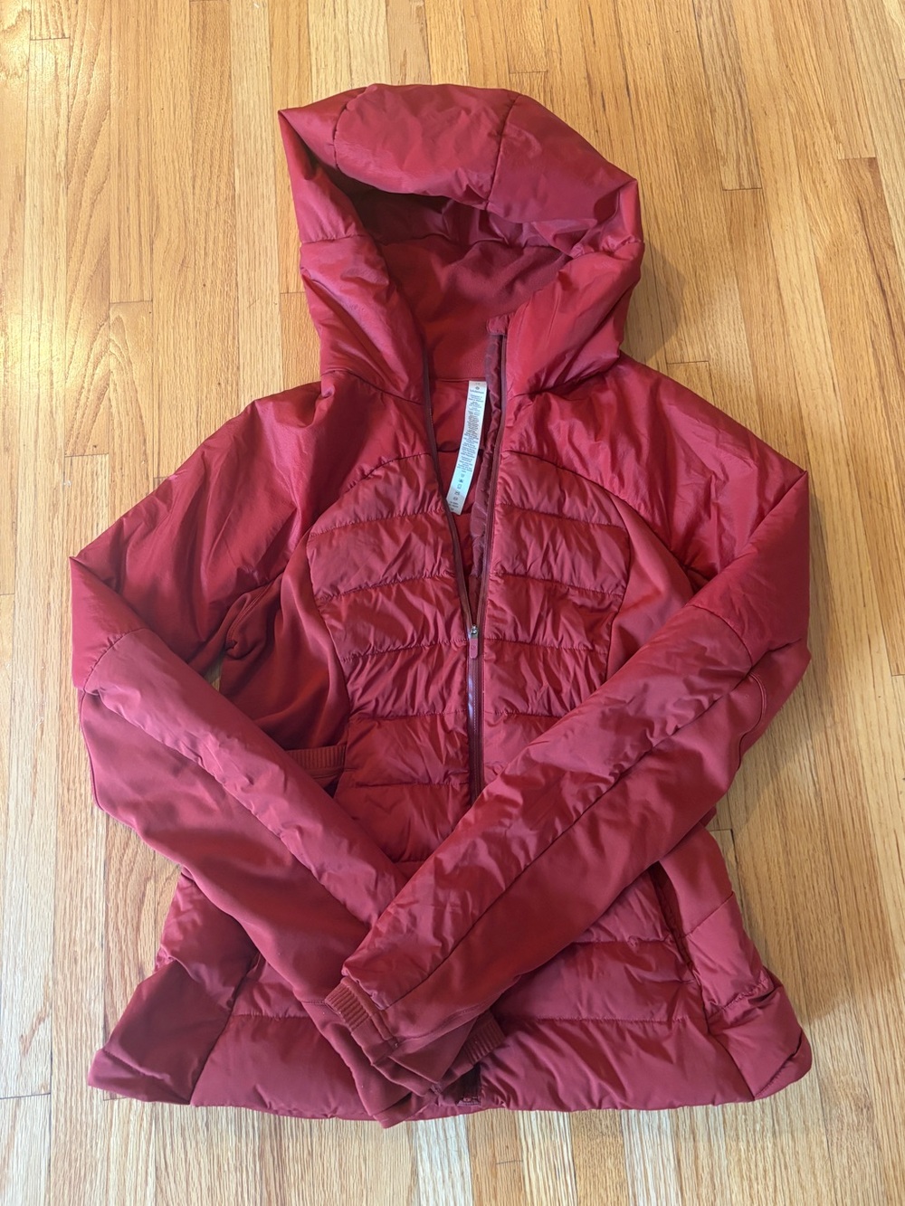 Women's Hooded Quilted Jacket - Burnt Orange